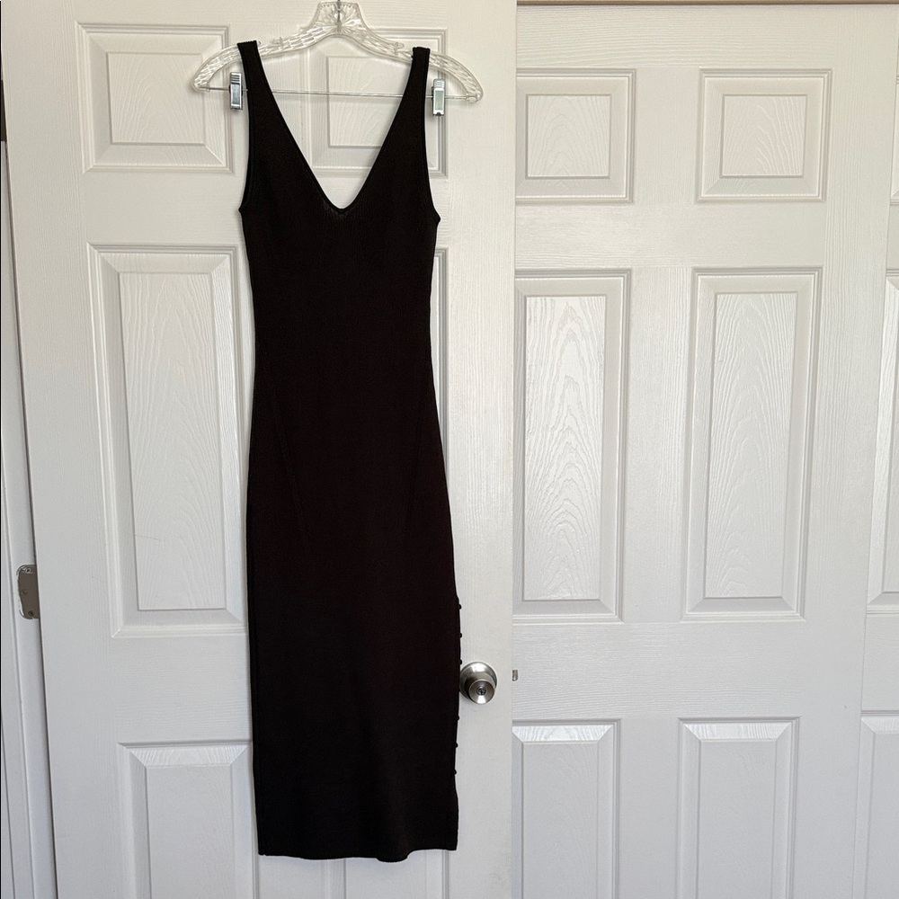 H&M Chocolate Knit Midi Dress XS